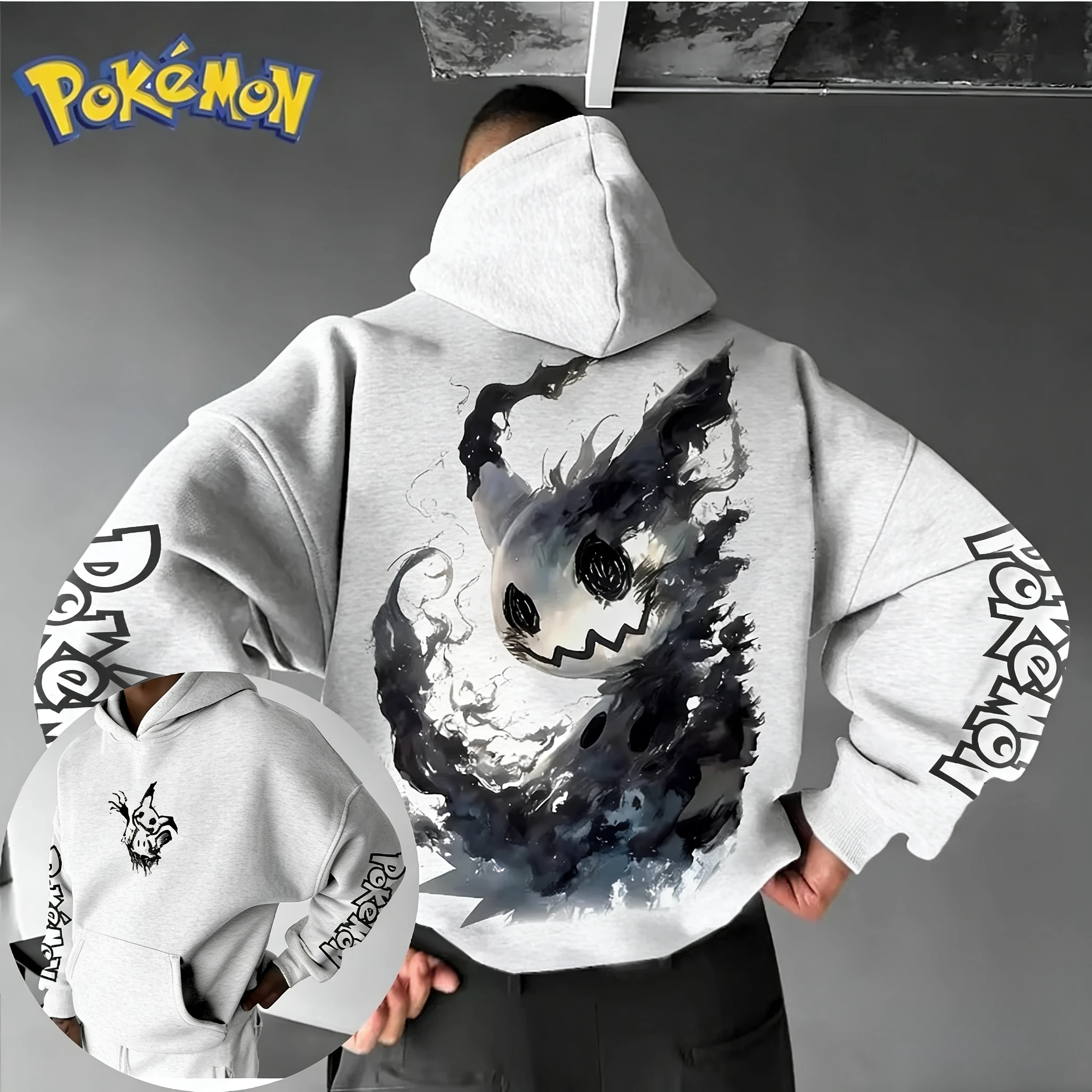 

Pokémon Anime Mimikyu Joint Hoodie 2026 Men's Spring/Summer New Style American Hip Hop Casual Loose Large Parent Child Top