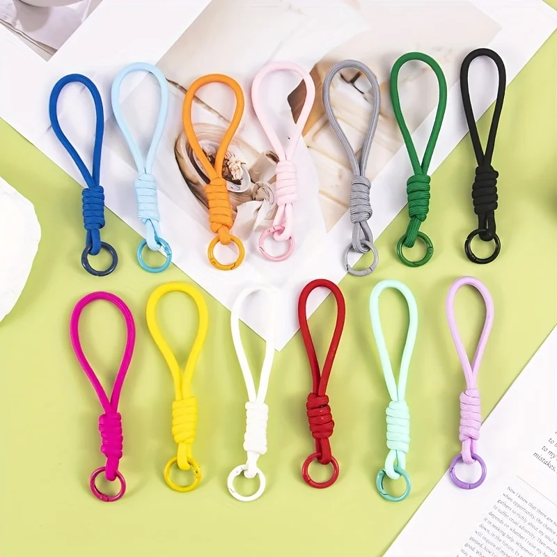 20/10 Stück handgefertigte mehrfarbige geflochtene Handy-Lanyards – langlebige gewebte Schlüsselanhänger für DIY-Handyzubehör, Handyhüllen-Dekoration – Detail 1