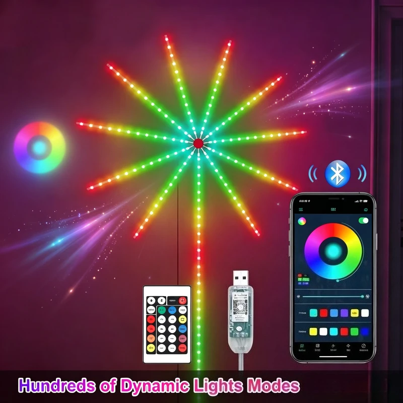 RGB IC Fireworks LED Strip Light Outdoor Yard Stake for Garden Fence Step Decoration Decor Night Ambience Pathway Lighting