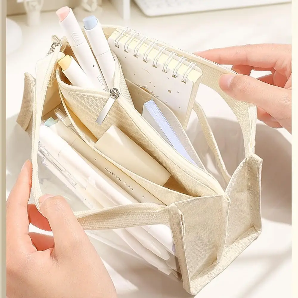 Six Layer Clear Pencil Pouch,  Aesthetic School Supplies Ins Style Large Capacity Cute Pencil Case, Transparent Stationery Bag