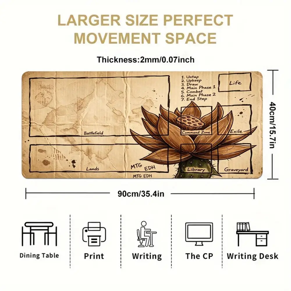 Retro Antique Paper Floral Large Size Playmat Mouse Pads For Laptop Office Desktop Keyboard Accessories Bedroom Learning