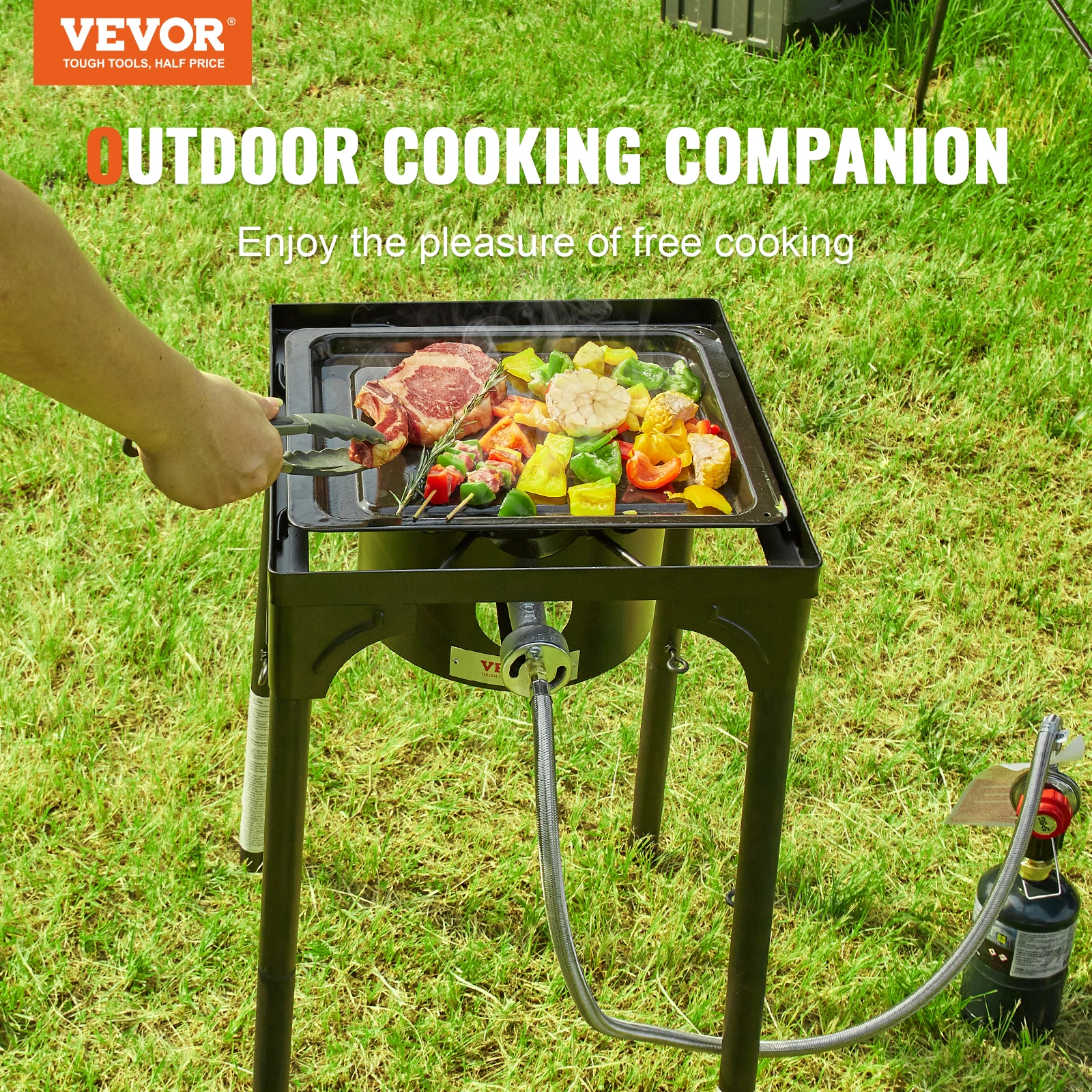 VEVOR 1/2/3 Burner Outdoor Camping Stove 30,000-90000 BTU Camping Modular Cooking Stove Heavy Duty Carbon Steel Gas Cooker 