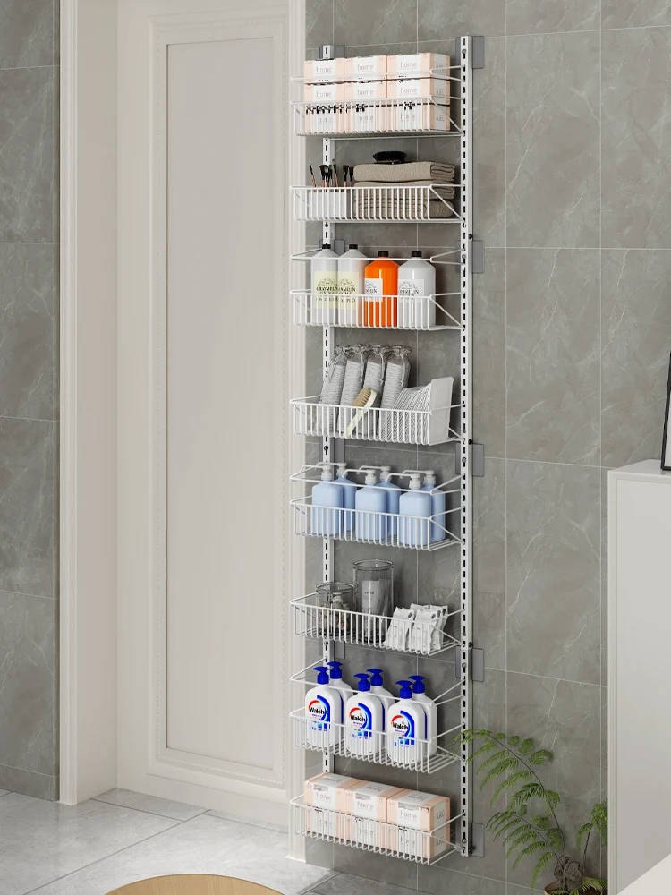 

Multi-Functional Household Wall Storage Rack Punch-Free Door Rear Narrow Storage Household Bathroom Storage