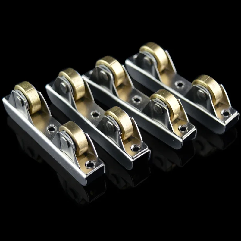 8Pcs Durable copper wheels Cabinet Glass Sliding Door Roller Clamp Pulley / For 5-6mm Frameless glass sliding door Hardware