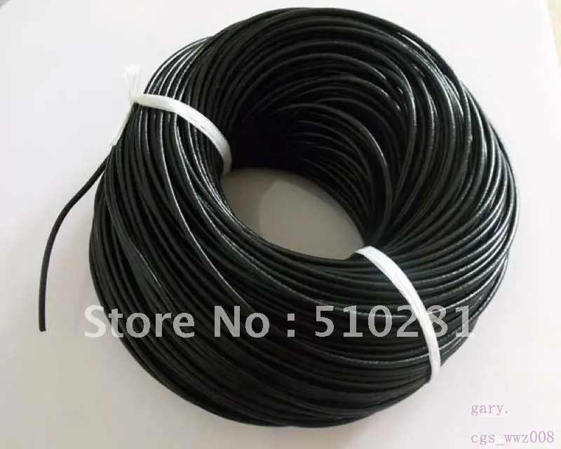 100meter black real round leather jewerly cord 1.5mm is on sale for