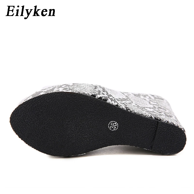 Eilyken Summer PVC Transparent Peep Toe Animal Prints Platform Wedges Women Slippers Sandals Fashion High Heels Female Shoes