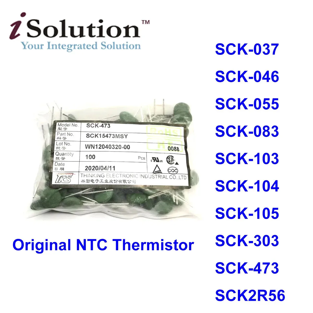 (10PCS) Original NTC Thermistor SCK-037 SCK-046 SCK-055 SCK-083 SCK-103 SCK-104 SCK-105 SCK-303 SCK-473 SCK2R56