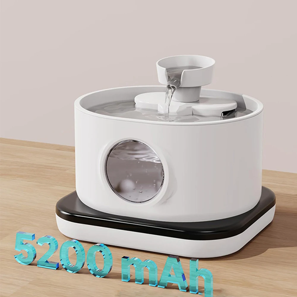 Pet Automatic Water Dispenser Rechargeable Universal Voltage Plastic Construction 2.8L Capacity 4-stage Filtration Efficient