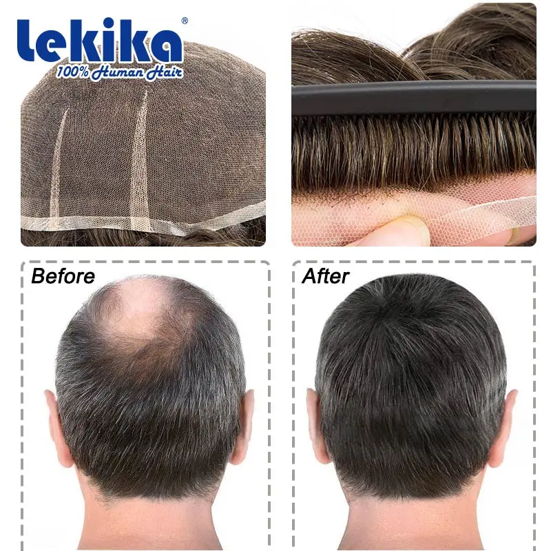 Full Lace Toupee For Men Ultra Delicate AIR-Lace Men's Capillary Prosthesis 100% Human Hair Hair Wig Male System Unit Men's Wigs