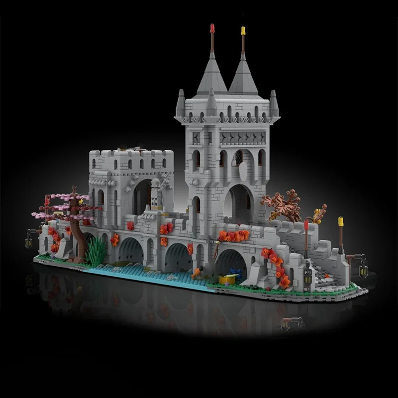 3210pcs MOC Medieval River Crossing Modular Architecture Castle Building Blocks Set Assembly Creativity Bricks Toys Kid DIY Gift