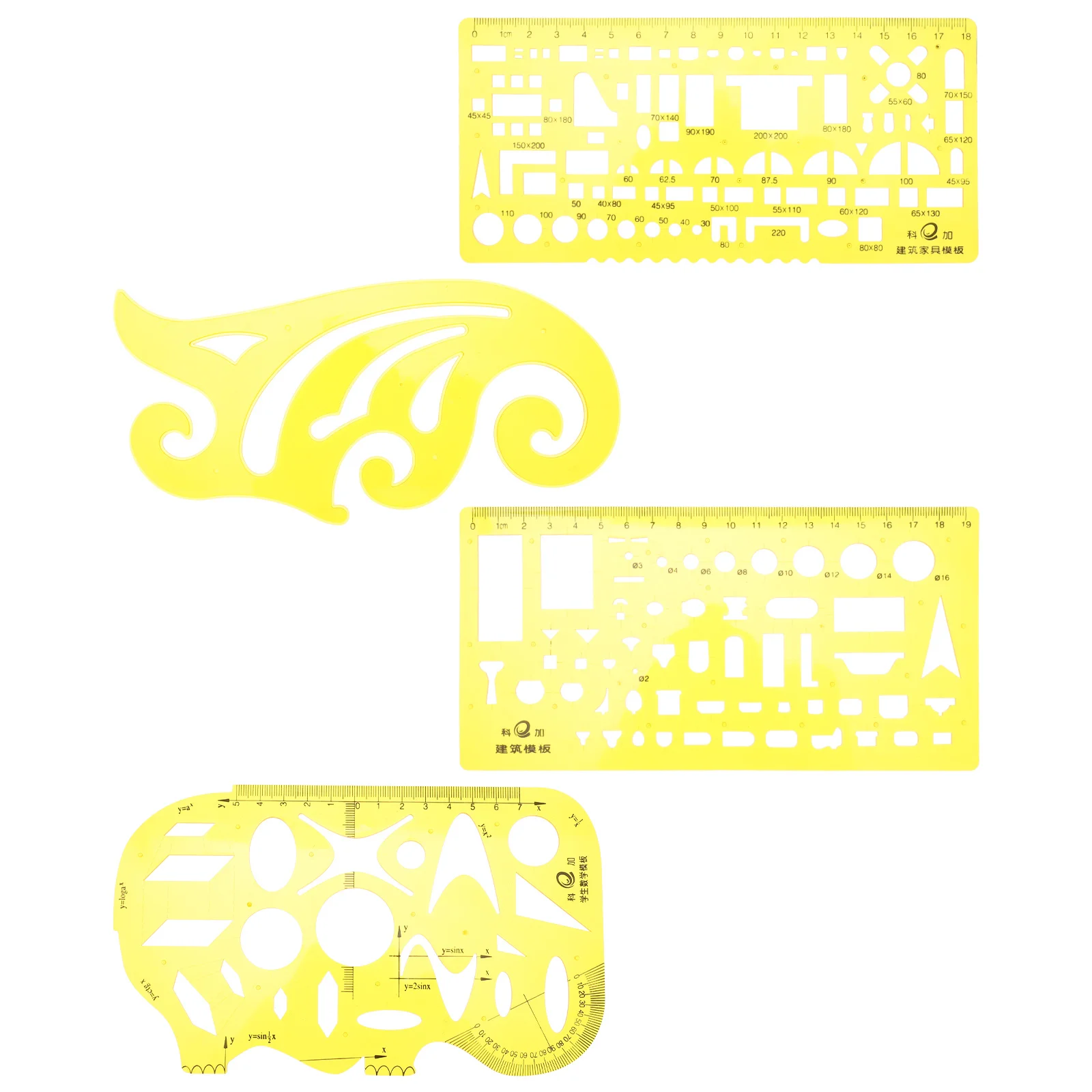 4 قطع من قوالب الرسم الهندسي مساطر الرسم البلاستيكية لقياس الصياغة الفنية الهندسية #5
