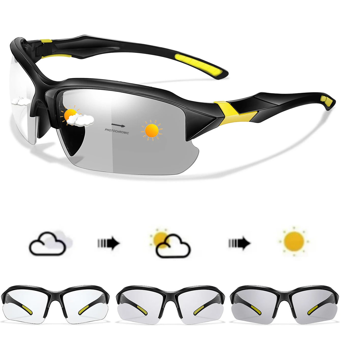 Photochromic Men Women Sports Cycling Sunglasses Daily Wearing Outdoor Running Travel Eyewere Windproof Trendy Goggles