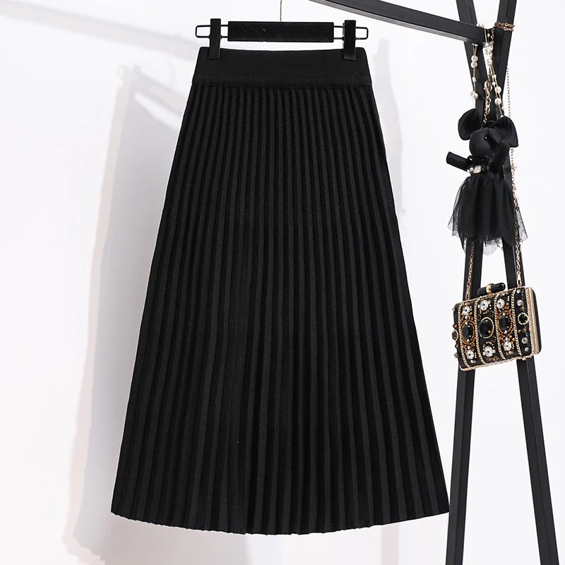 EWQ Pleated Skirt Women's High Waist Solid Color Minimalism All-match Casual Ankle-length Skirts 2025 Spring New 27X9254