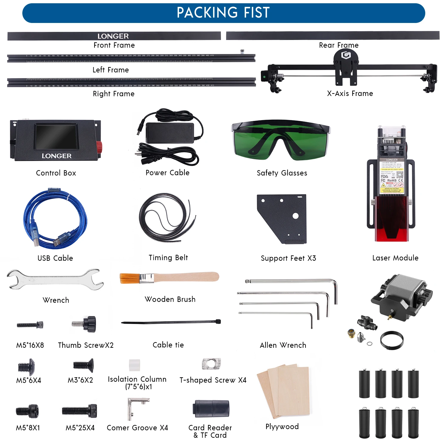 Macchina da taglio per incisione laser RAY5 10000 mW + KIT assistenza pompa aria + 8 pezzi Raiser Tools Taglierina per incisore CNC desktop fai da te