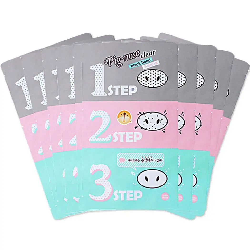 New Fashion Facial Skin Care Head Massage Clean Blackheads Remove Beautician Holika Pig Nose Acne Mask Stickers 3 Step Kit Black