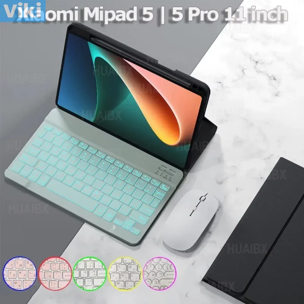 Casing tablet, cocok untuk Xiaomi Mipad 5 2021 Xiaomi Mi Pad 5 pro 11-inci + keyboard Bluetooth backlit + mouse