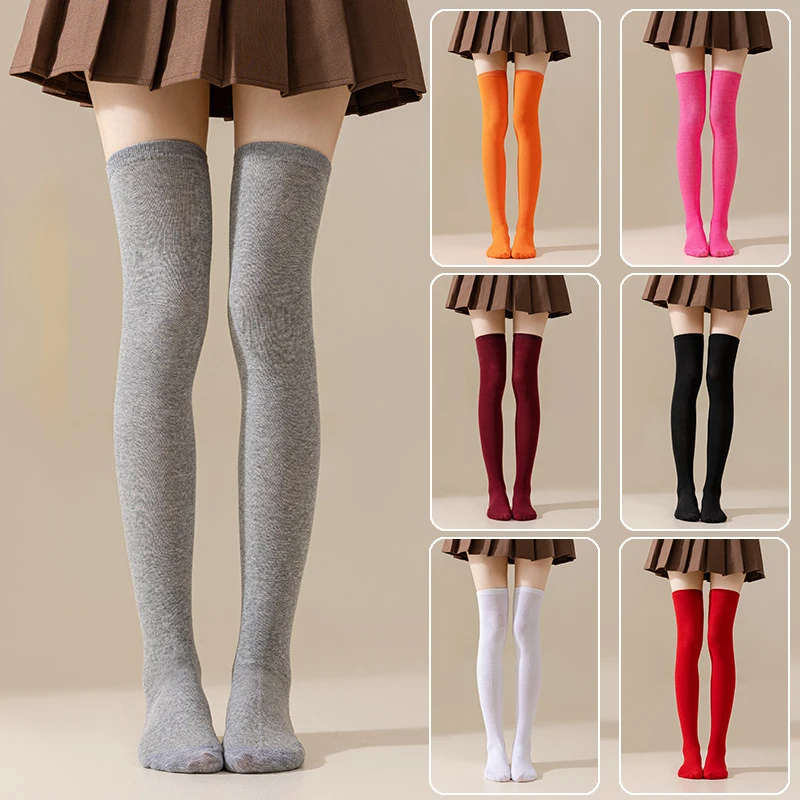 Overknee-Socken für Damen, einfarbig, JK-Uniform, elastische Anime-Cosplay-Langsocken, für Festival- und Partykostüme