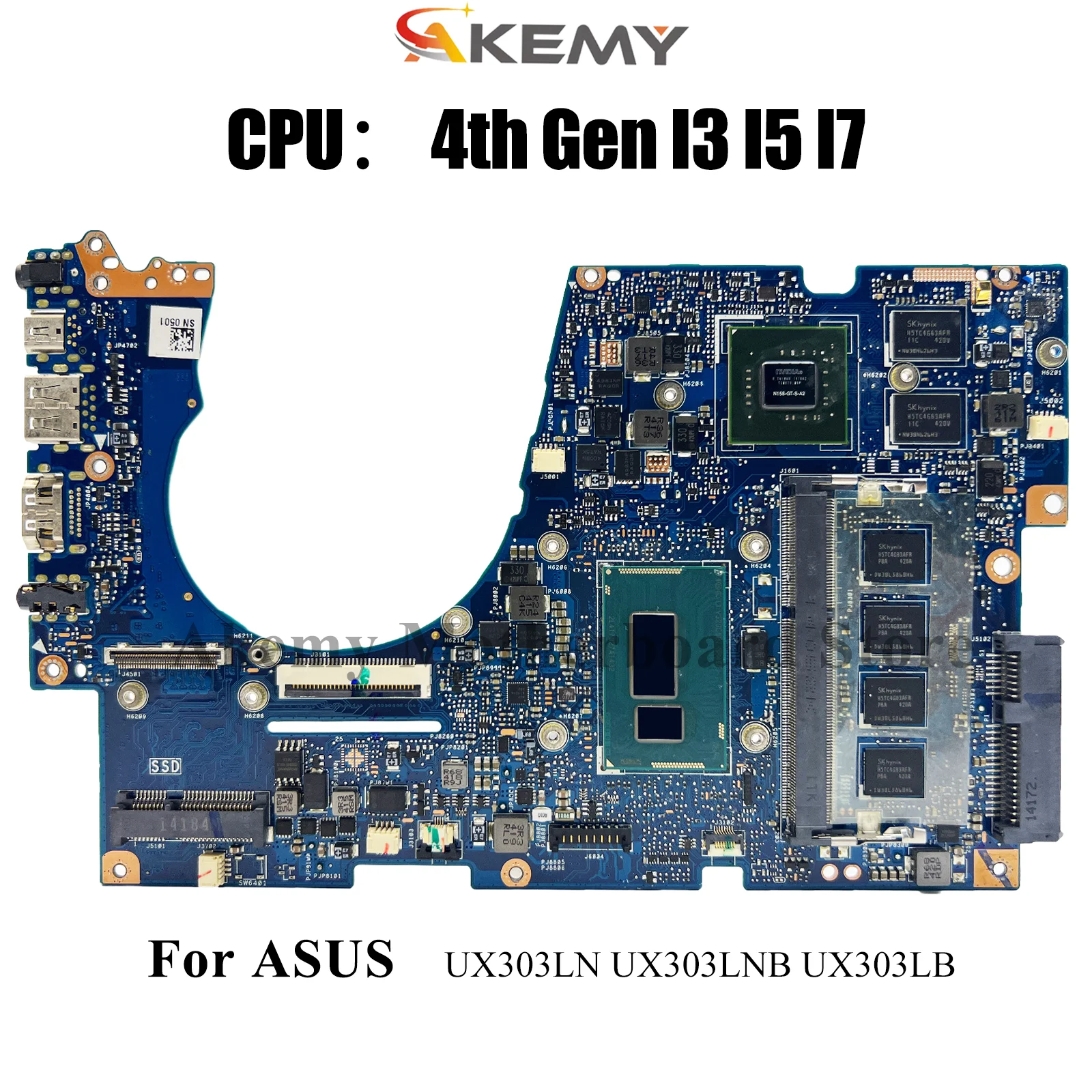 

UX303LN Laptop Motherboard For ASUS ZenBook UX303LNB BX303L U3000 UX303LN UX303L U303L UX303LB Mainboard I3 I5 I7 CPU tests OK