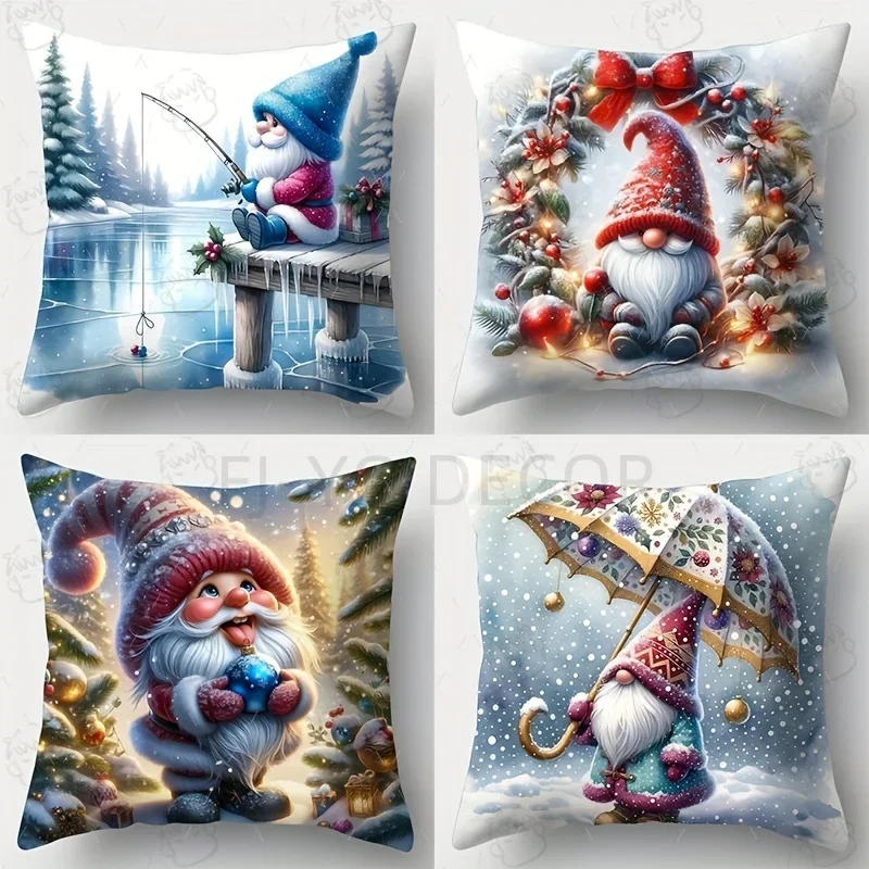 Funda de almohada navideña, funda de almohada de elfo Decoración navideña, funda para respaldo de sofá, funda de almohada