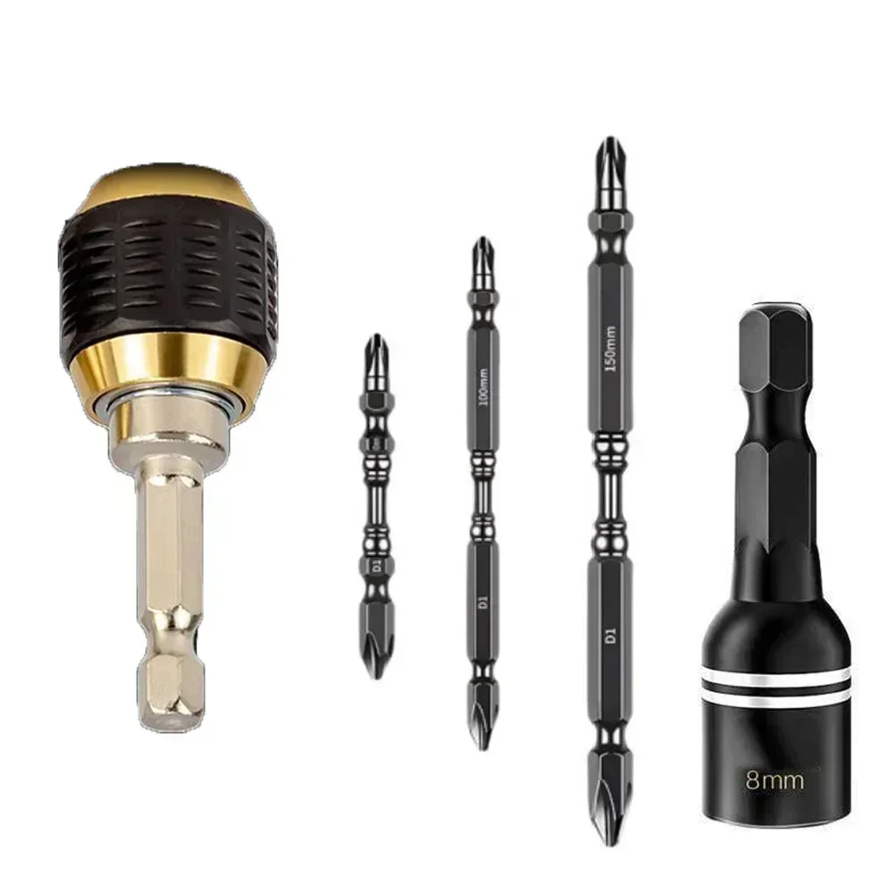 

5pcs 60mm Hex Shank Quick Coupling Set Self-Locking Connecting Rod Holder Quick Change Convertor Adapter Drill Bit Power Tool