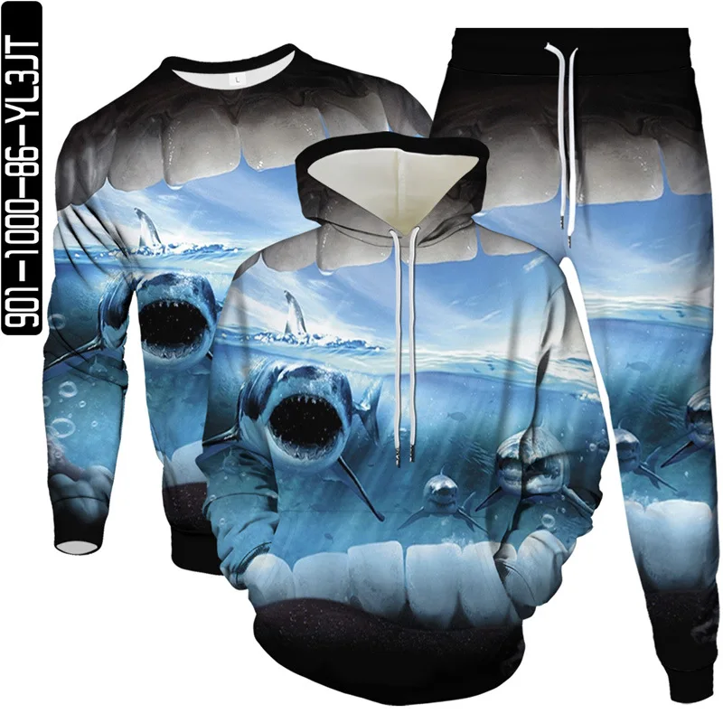 

Animal Shark Dolphin Fish Great Wave 3D Print Men Casual Clothes Plus Size 6XL Suit Hoodies Sweatshirt Pants 3pcs Set Tracksuit