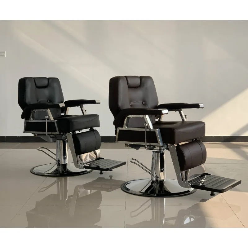 Black Men's Hair Salon Chair PU Leather Hair Salon Special Barber Chair