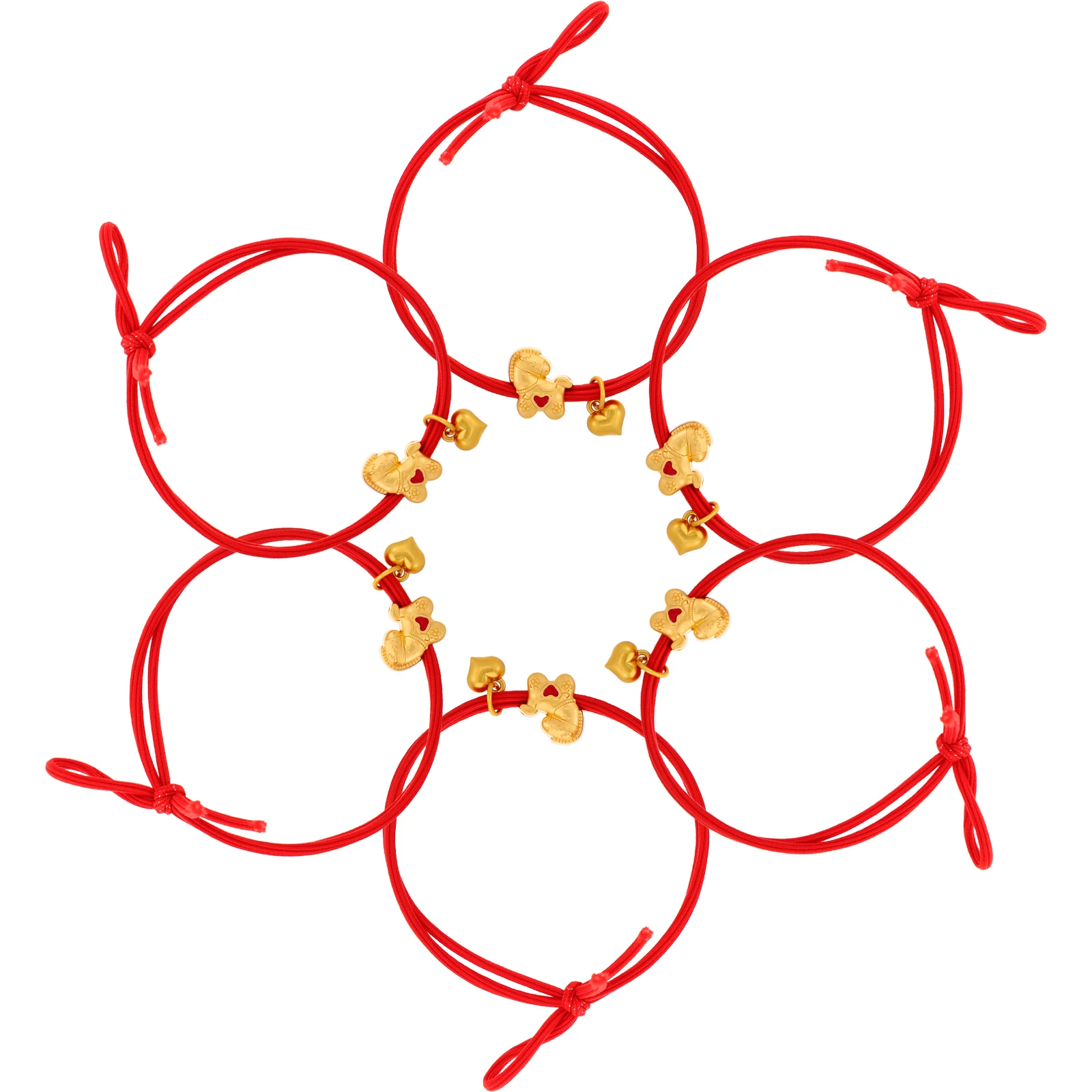 

6pcs Red Ties Chinese New Year Theme Elastic Ponytail Holders No Damage Skin-Friendly Decorative Accessories For Women Toddlers