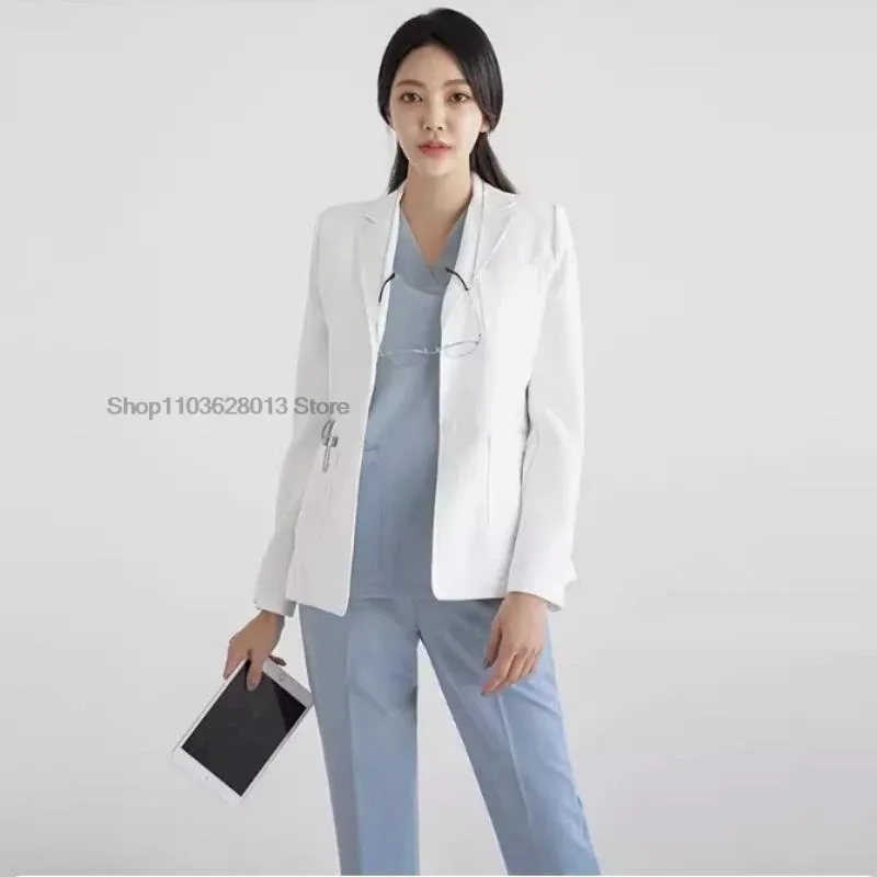 DY20Long sleeved Medical Coat Men's high-end Scrub Tops Hospital white coat women's beauty salon oral dentist work clothes25 - view 6