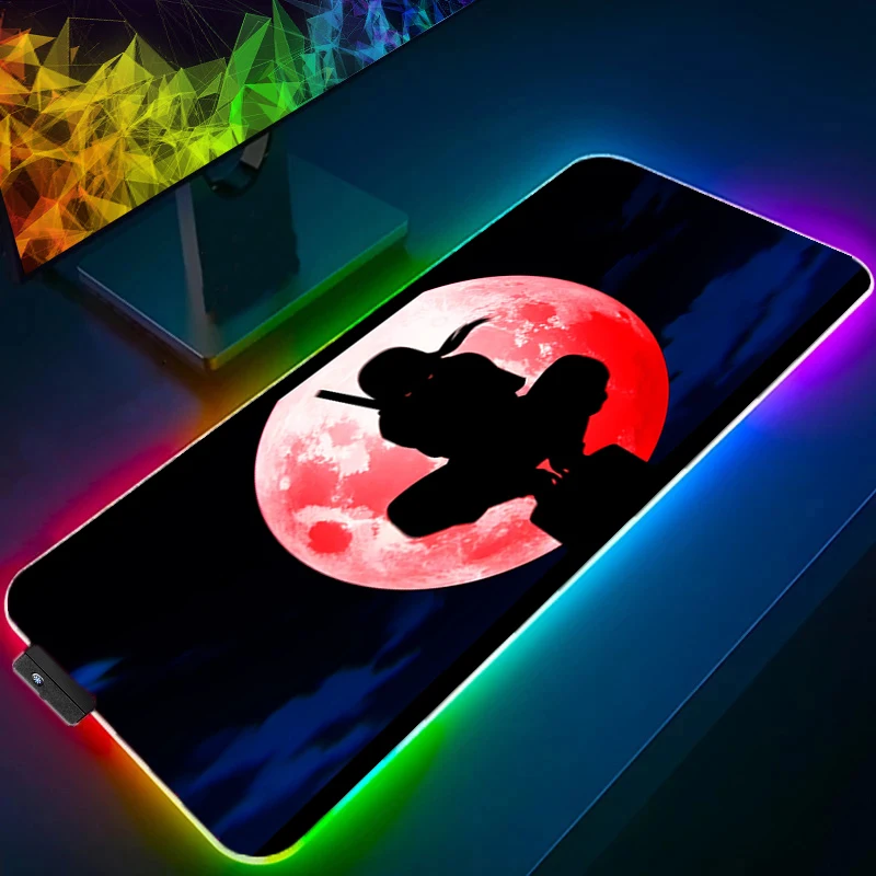 RGB Large Mouse Pad Backlight Office Desk Mats PC Gaming Accessories XXL LED N-Naruto Mouse Pad Laptop Keyboard Mat