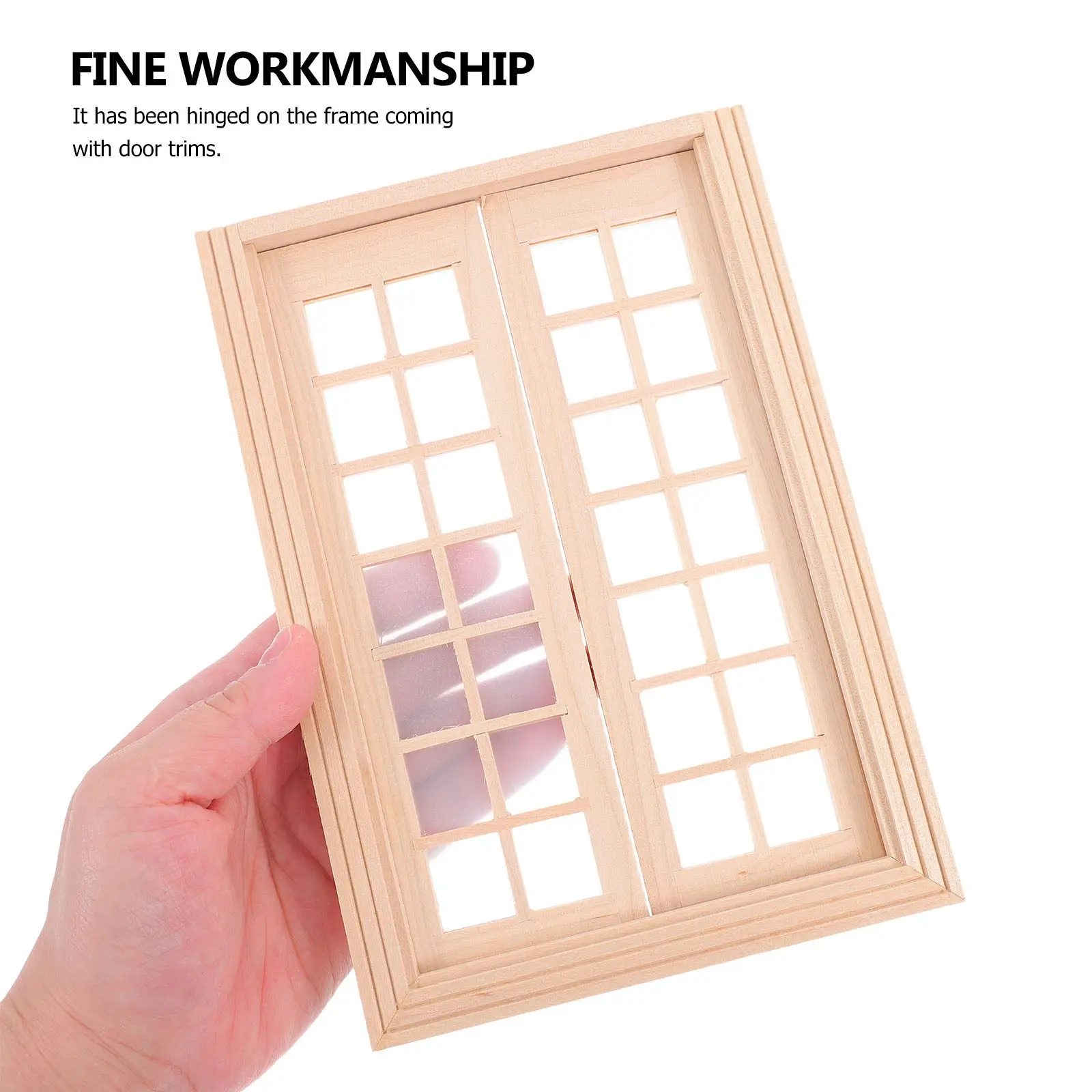 

Миниатюрная наружная дверь для мини-дома 1:12, 13,6 x 13 x 19,5 см, деревянная распашная дверь с рамой, пластиковая защитная пленка для стекла, DIY