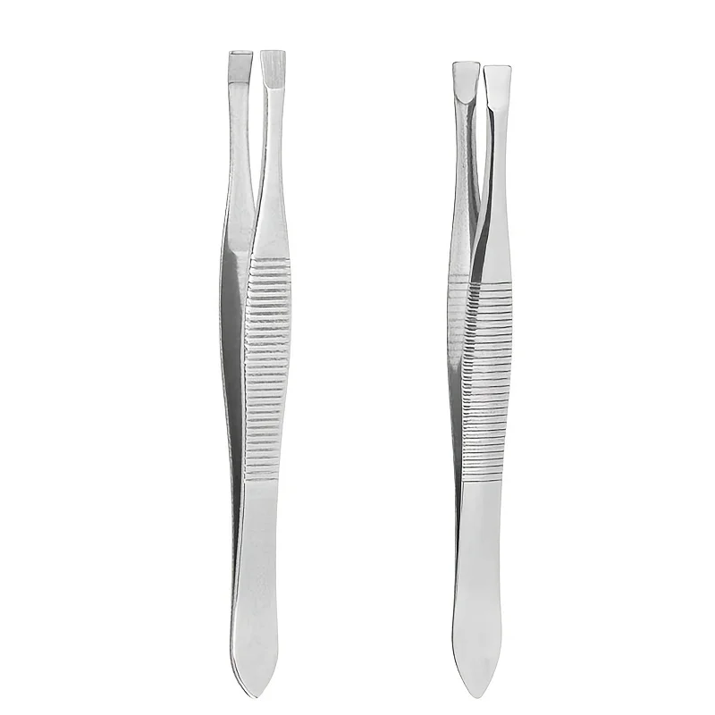 2 قطعة ملاقط شعر الحاجب المهنية الحاجب إزالة الشعر الملقط شقة تلميح أداة الفولاذ المقاوم للصدأ مريحة صغيرة لا الصدأ #1