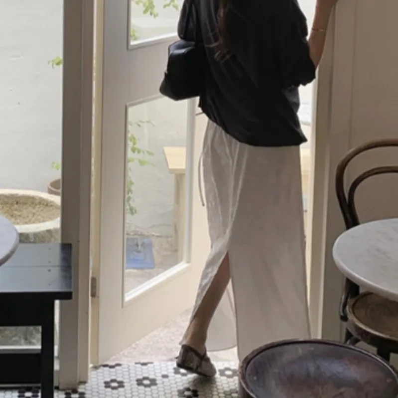 Fashionable  Floral High Waist A-Line  Skirt Back Split Women's Premium Quality Half-length Skirts Stylish Trendy