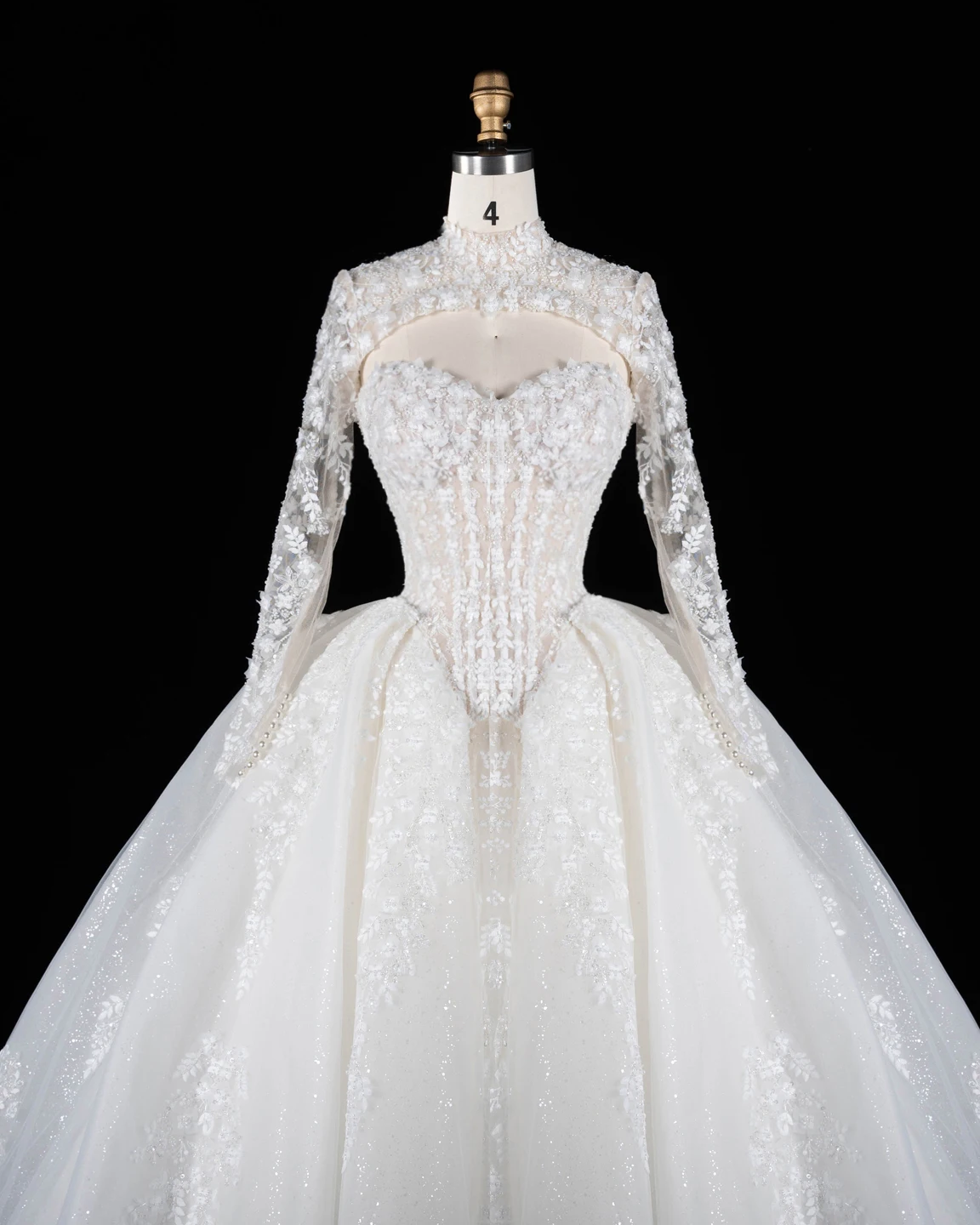 Sharon Said Elegant Off White Two Pieces Wedding Dress High Neck Pearl Beaded Alliques For Women Bridal Gown SW695 Customized