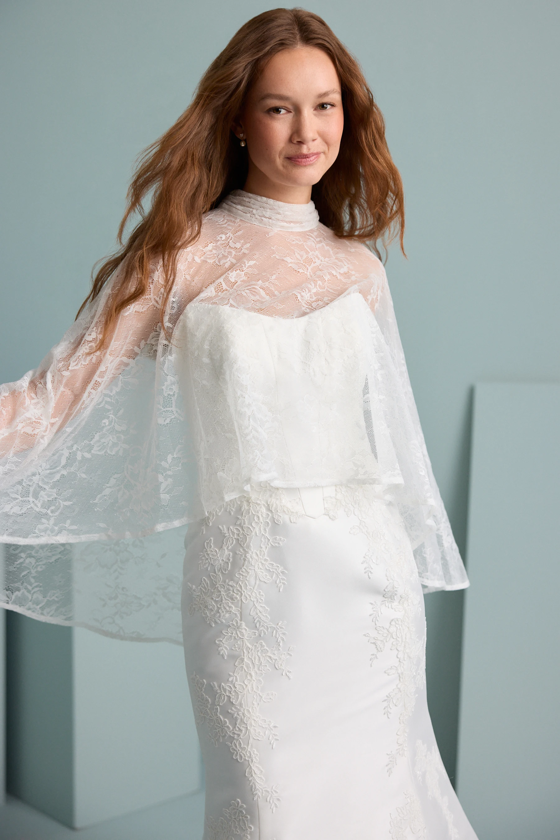 Customized Lace Wedding Bolero High Neck Pleats Formal Party Bride Shrug Bridal Capes Women Accessory