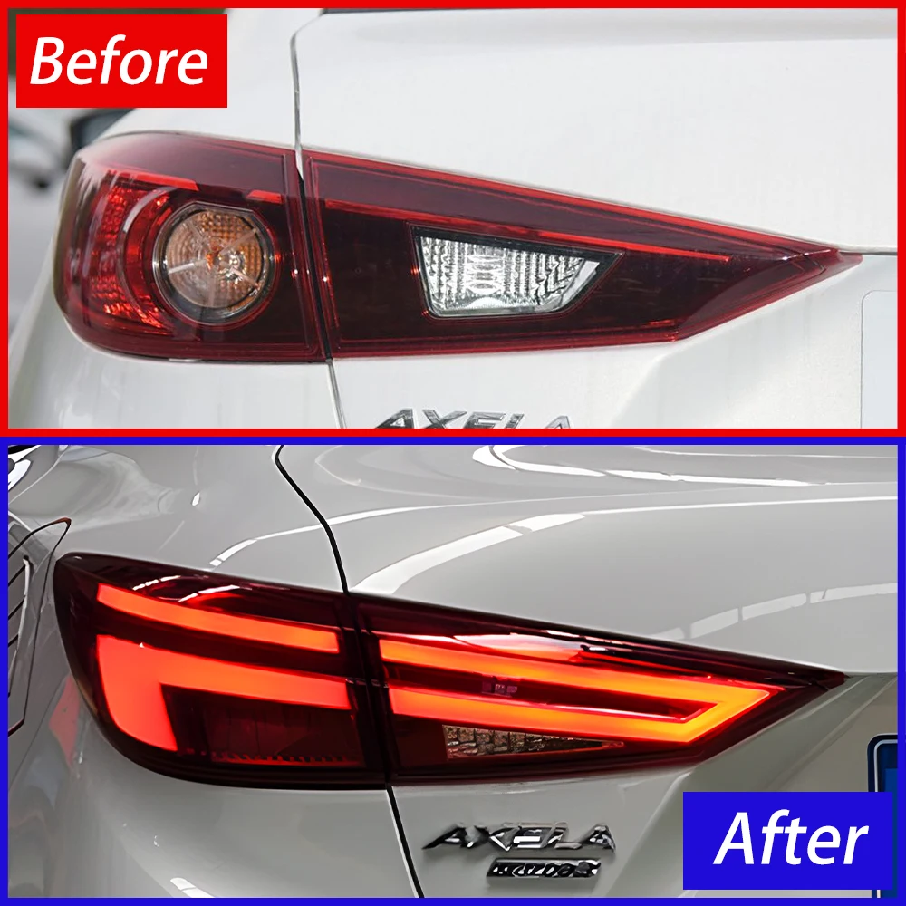 Car Taillights Assembly For Mazda 3 Axela 2014-2018 LED Auto Rear Back Lamps Upgrade Flashing Turn Light Tool Car Accessories