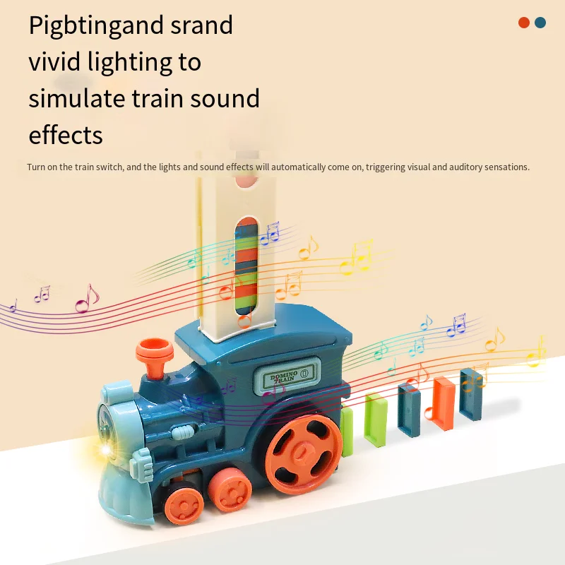 قطار الدومينو للأطفال، مجموعة الدومينو الملونة الكهربائية الأوتوماتيكية، ألعاب تعليمية كتل هدية للأولاد والبنات