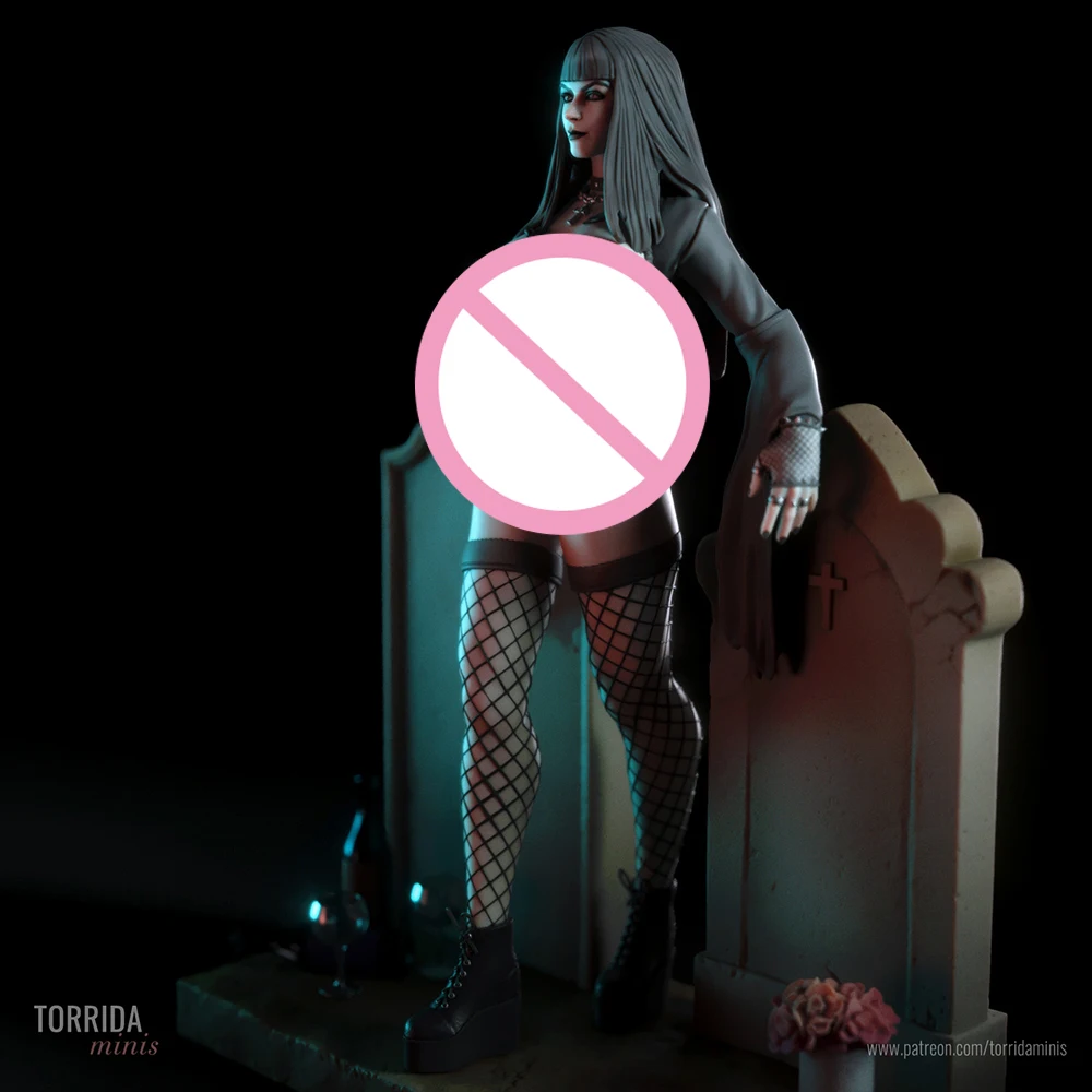 1/24 ثلاثية الأبعاد الطباعة أطقم منمذجة القوطي امرأة الغراب الراتنج نموذج لجسم عدة لتقوم بها بنفسك مصغرة تخفيض تمثال غير مصبوغ عدة اللعب