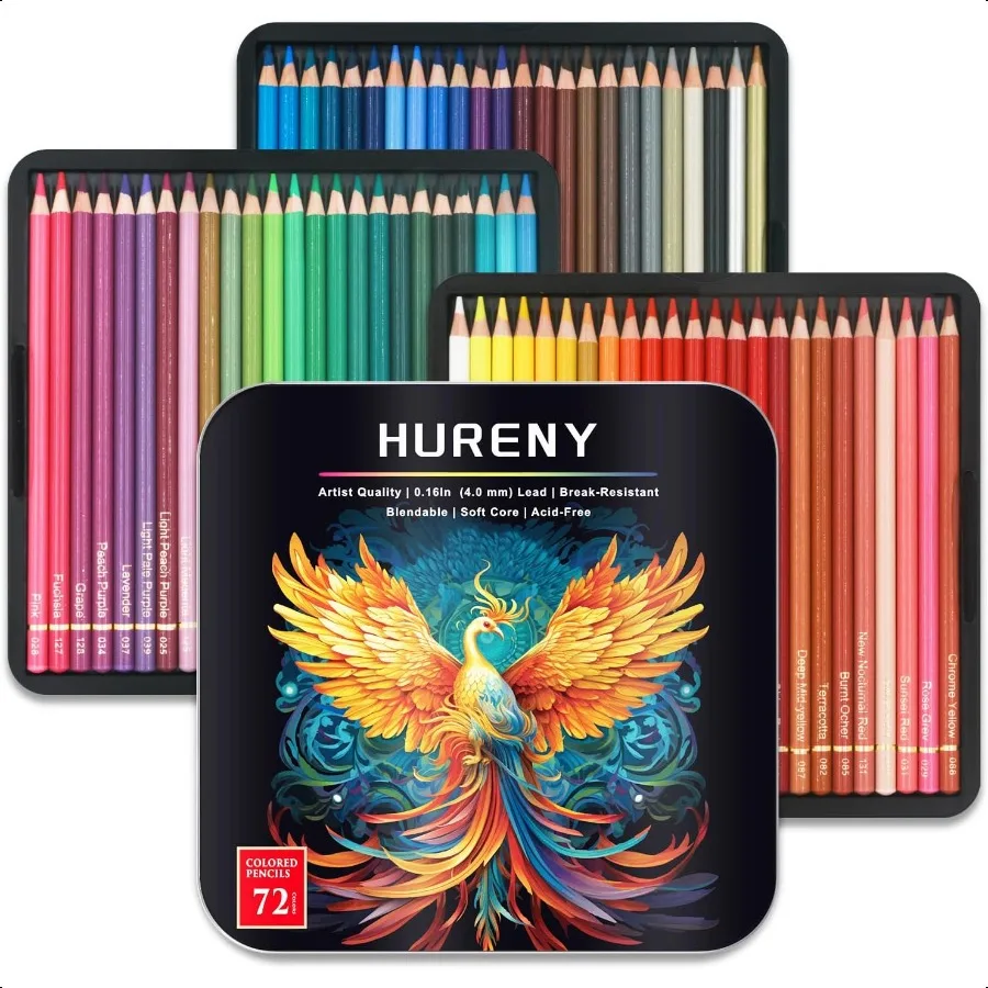 

Colored Pencils for Adult Coloring Books 72 OilBased Color Pencils 3.8mm Soft Core Vibrant Coloring Pencils in Tin Box for Adul