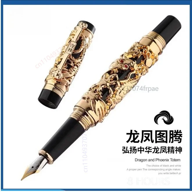 For Jinhao Gold Hollow Dragon Phoenix Fountain Rollerball Pen Authentic Lucky Gift Writing Pen For Office Practice