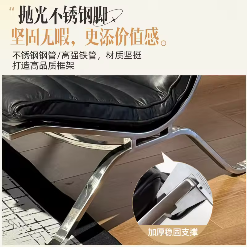 Single Sofa Chair Minimalist Light Luxury Living Room Middle-aged Style High-end Designer Sofa Chair Lazy Leisure Recliner - Image 4