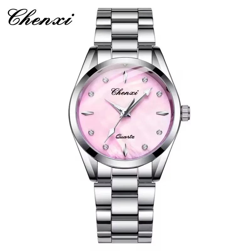 CHENXI 006T Damen-Quarzuhr, elegant, modisch, Kalender, lässig, Edelstahlarmband, Armbanduhr für Damen, Geschenk