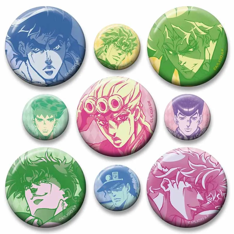 Japan Anime Jojo's Bizarre Adventure Badge Cartoon Round Snap-in Brooch for Clothes Backpack Accessories Lapel Pins Jewelry Gift