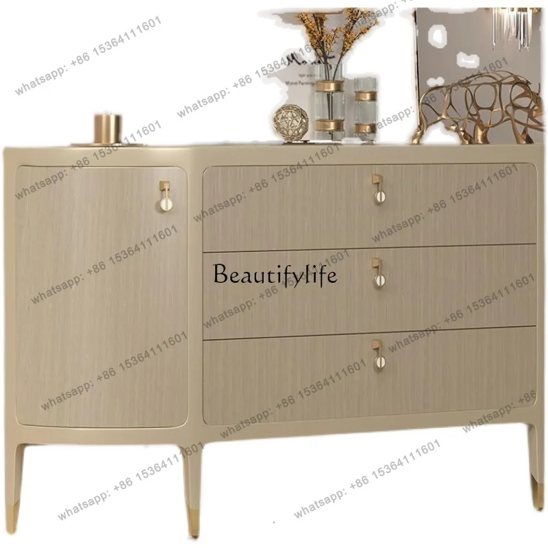 13American light luxury semi-round entrance cabinet, simple modern living room locker enters the door