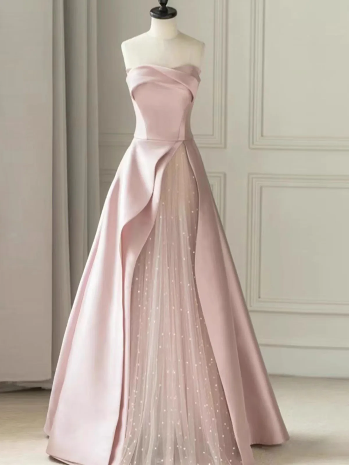 Ele Pink Strapl Evening Gown for Women Luxury Wedding Dr Host Bride Adult Ceremony Long A-Line Skirt Formal Wear