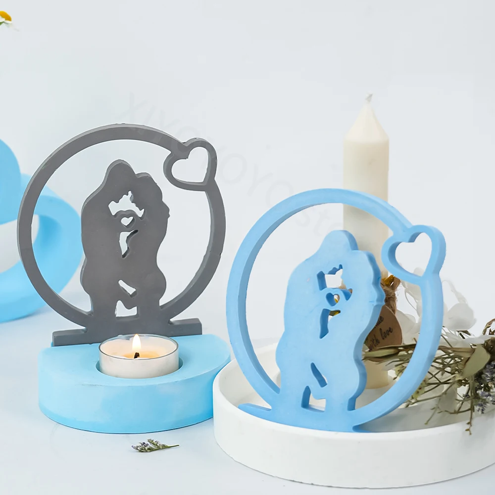 Pregnancy Couple Candlestick Silicone Mold Homemade Aromatherapy Plaster Candle Holder Mould Mother\'s Day Craft Gift Resin Molds