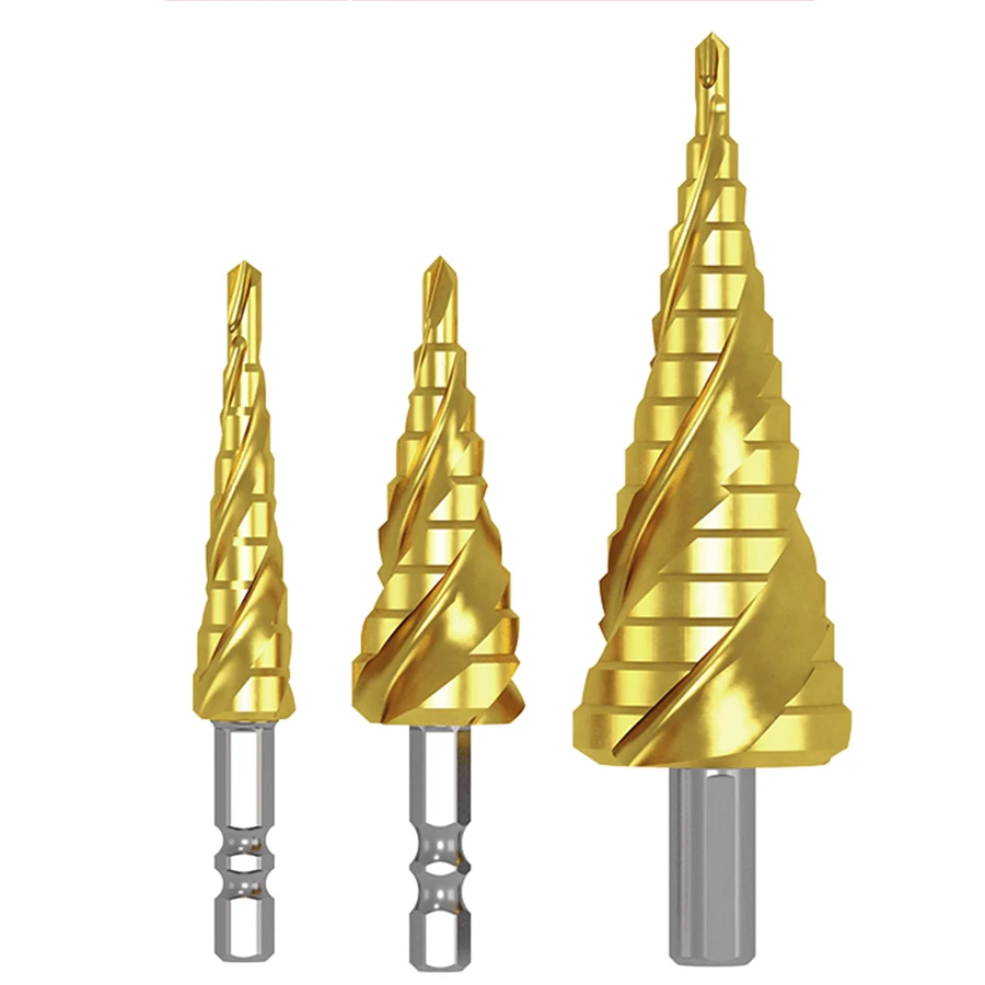 Pagoda drill containing cobalt 3-blade multi-functional metal conical reamer stainless steel aluminum alloy punching step drill