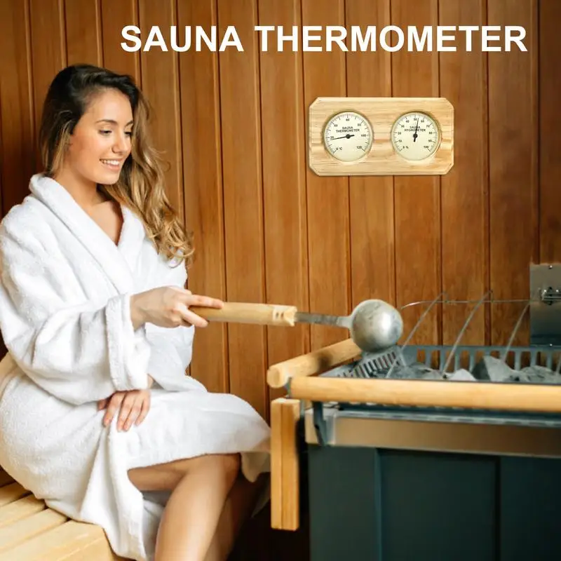 Wood Sauna Thermometer Hygrometer 2 In 1 Sauna Room Humidity Temperature Gauge Double Dial Pointer Type Humidity Gauge