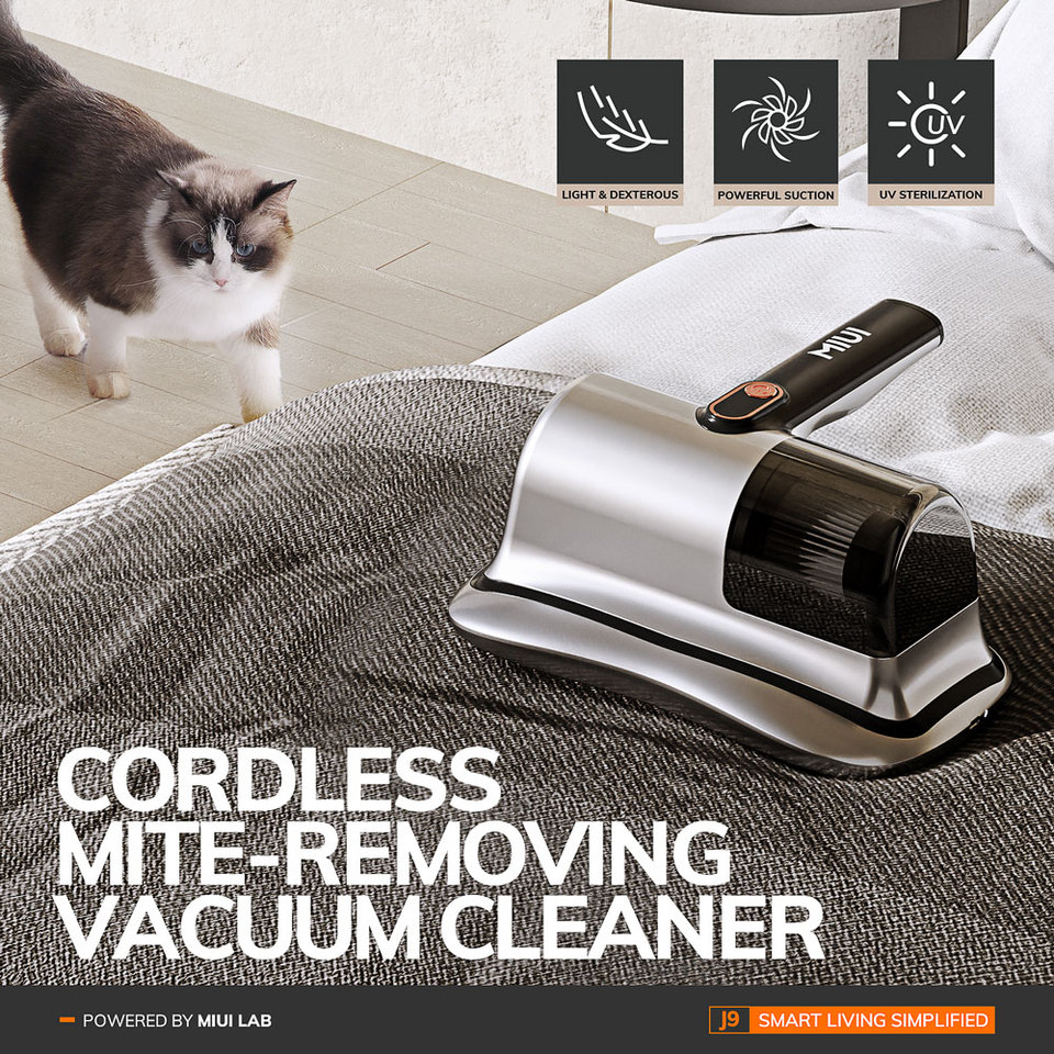MIUI Cordless Electric Mites Remover Bed Vacuum Cleaner Suitable for Pillows,Sheets,Mattresses,Sofas,Plush Toys,USB