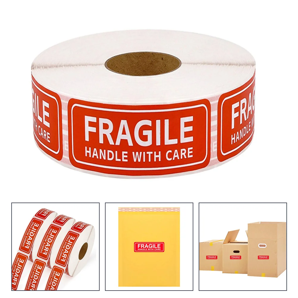 500pcs Warning Labels Fragile Handle Care Stickers Packaging Shipping Self Adhesive Red White Box Mailing Efficient