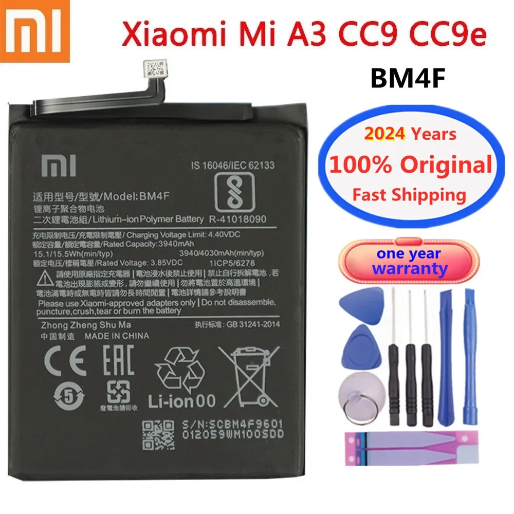 

2024 Years High Quality BM4F Original Battery For Xiaomi Mi 9 Lite Mi9 Lite / Mi A3 CC9 CC9e 4030mAh Phone Battery + Tools